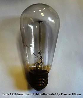1910 Incandescent Light Bulb created by Thomas Edison